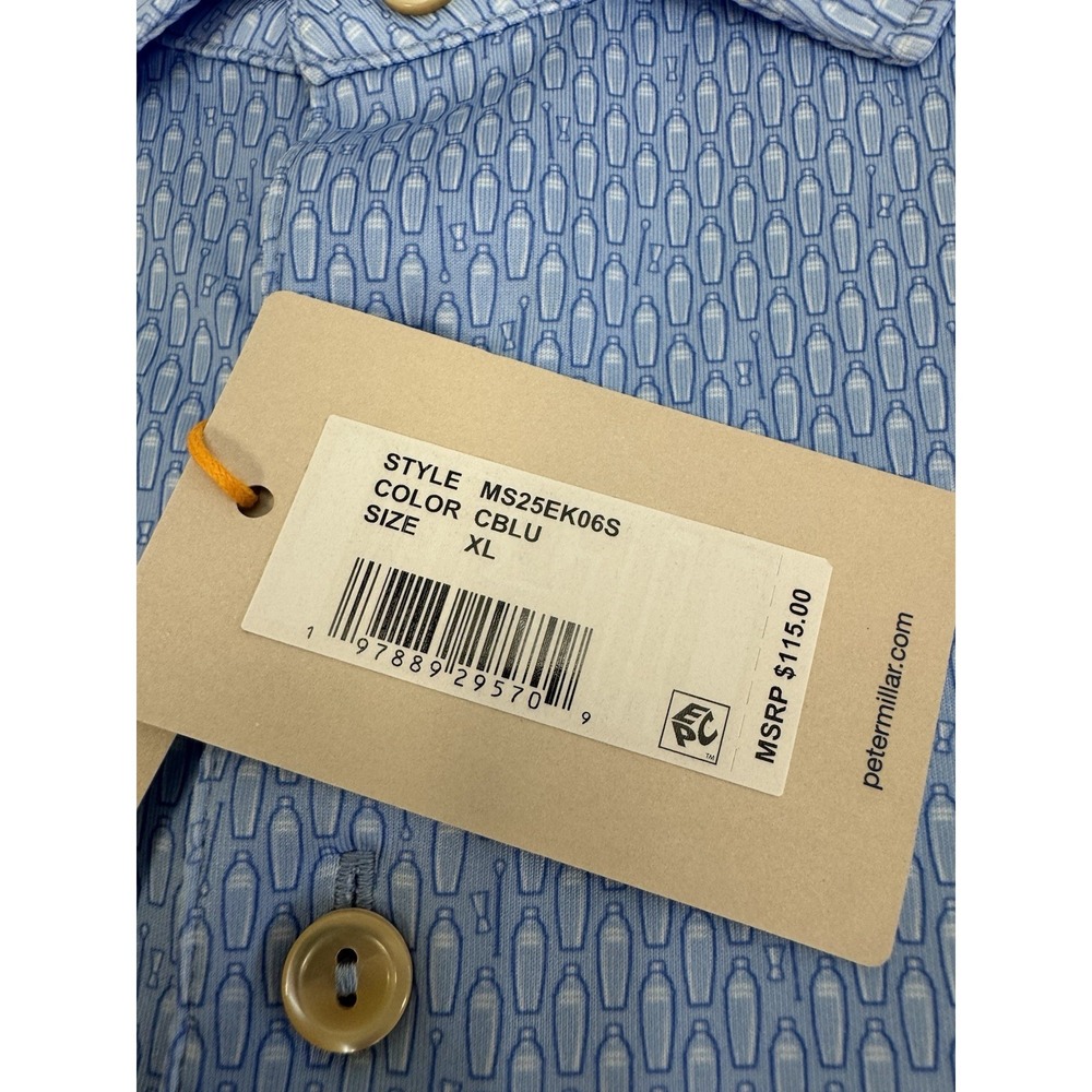 NWT Peter Millar "Shake it Up" Jersey Golf Polo Shirt CBLU Cottage Blue XL $115 - Picture 3 of 10
